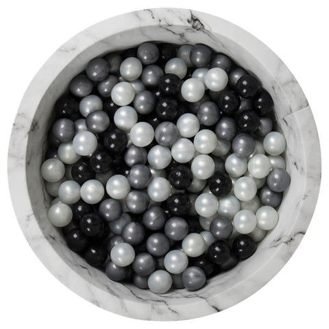 Larisa & Pumpkin Organic Cotton Marble Ball Pit with 200 (Silver/Pearl/Black) Balls