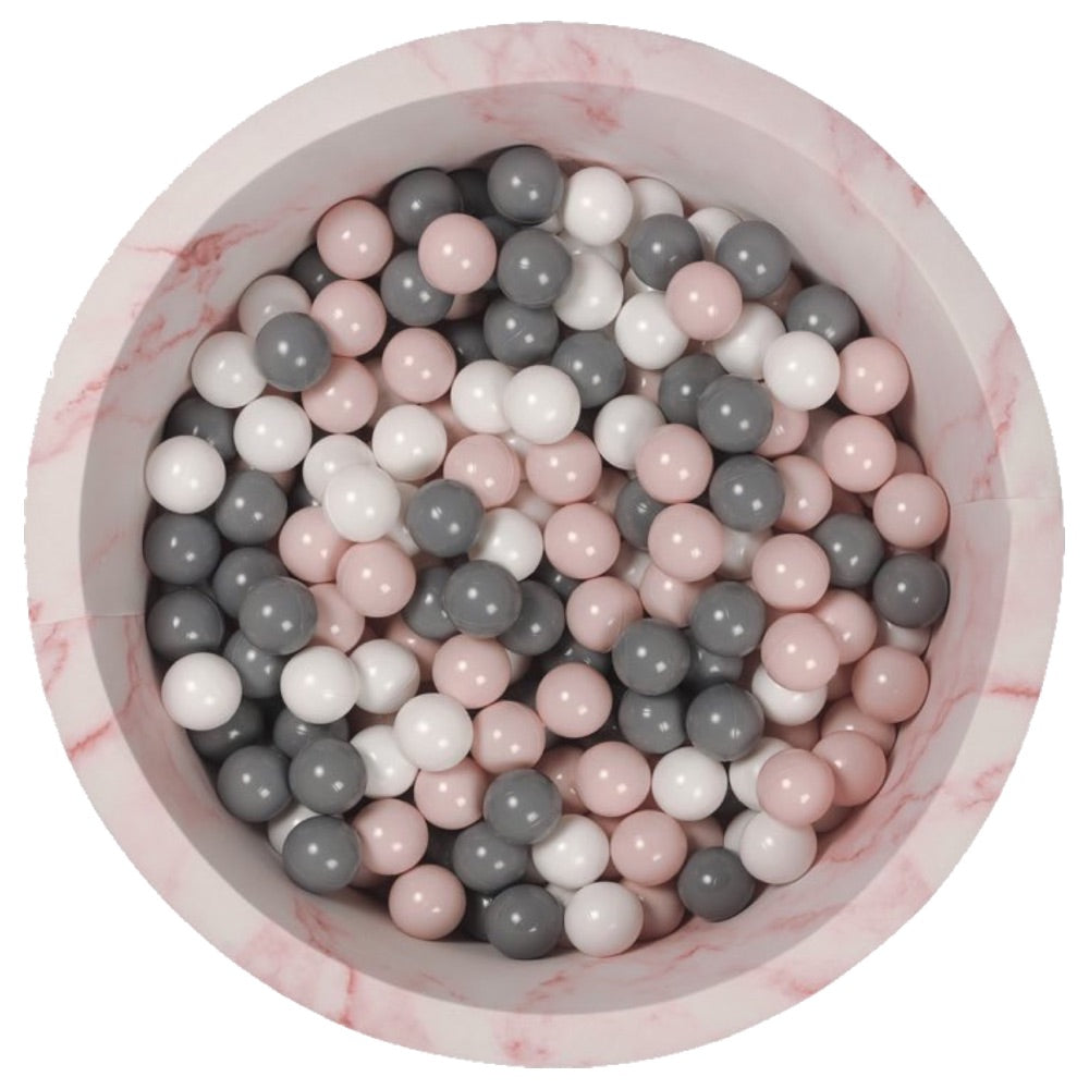 Larisa & Pumpkin Organic Cotton Pink Marble Ball Pit with 200 (Powder/Grey/White) Balls