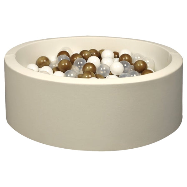 Larisa & Pumpkin Organic Cotton Off White Ball Pit with 200 (Gold/Clear/White) Balls
