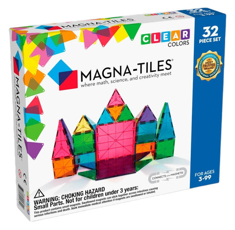 Magna-Tiles Clear Colors, 32 Piece Set