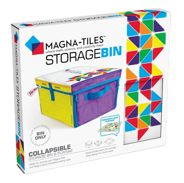 Magna-Tiles Bundle – Clear Colors, 100 Piece Set and Storage Bin & Interactive Playmat