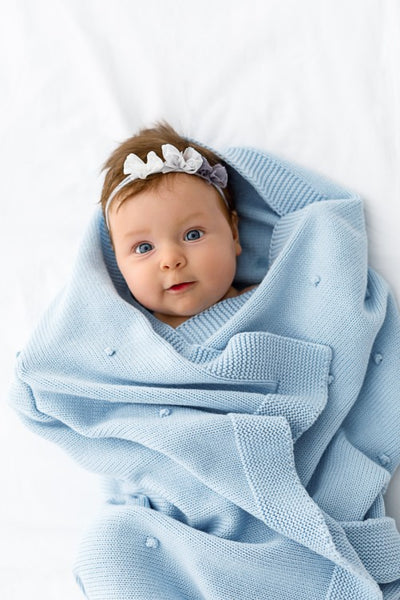Baby blanket Popcorn- Powder Blue