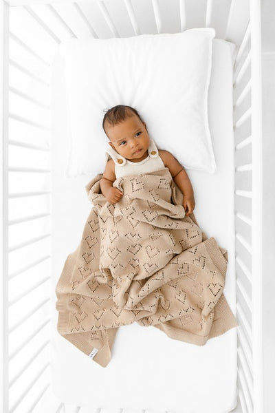Baby Blanket Hearts- Natur
