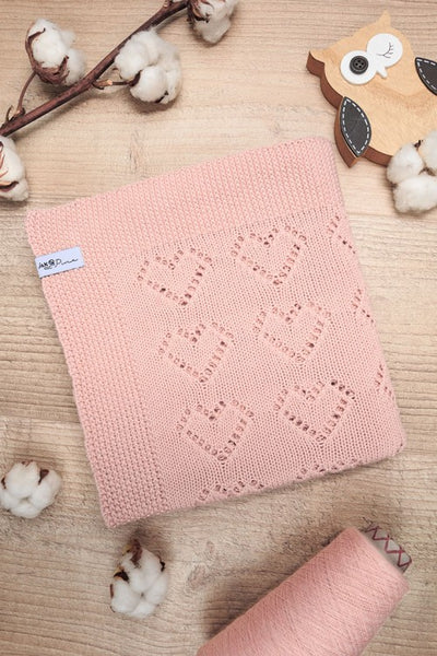 Baby Blanket Hearts- Soft Pink