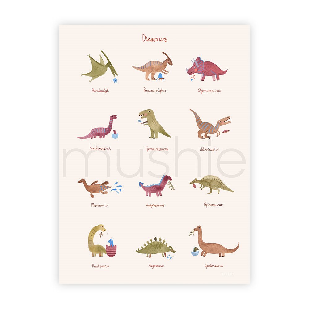 Mushie Poster Dinosaurs Large