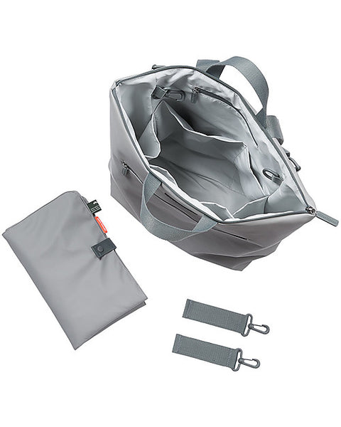 Changing Backpack with Foldable Changing Mat and Stroller Hooks, Gray - Made from recycled plastic bottles!