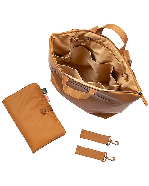 Changing Backpack with Foldable Changing Mat and Stroller Hooks, Mustard - Made from recycled plastic bottles!