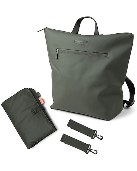 Changing Backpack with Foldable Changing Mat and Stroller Hooks, GREEN - Made from recycled plastic bottles!