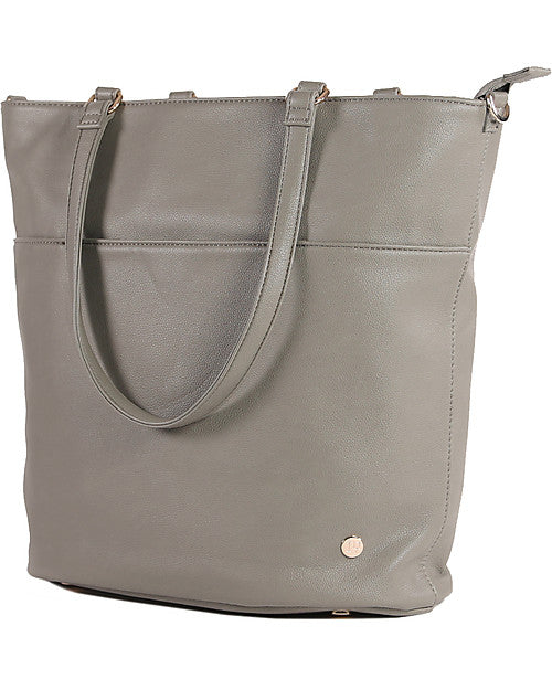 Citywalk Faux Leather Changing Bag - Light Gray - Includes travel changing mat and stroller hooks!