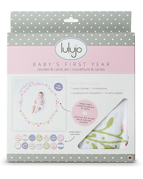 First Year Kit - Cotton Muslin Swaddle Blanket + 14 Cards