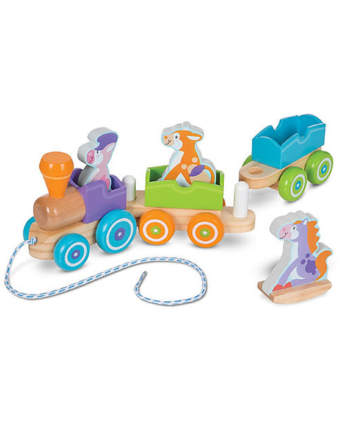 Wooden Pull and Push Toy Train - Farm Animals