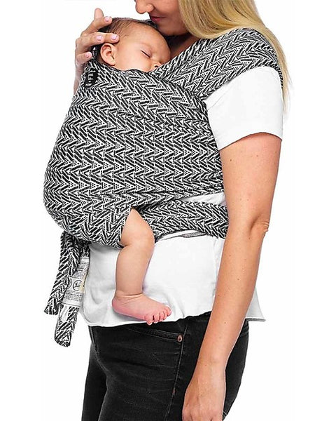 Moby Wrap Evolution Baby Carrier - Very soft and easy to wear - Black and White Geometric Pattern
