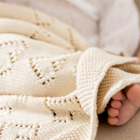 Baby Blanket Hearts- Sand